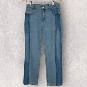 DL1961 Patti Straight High Rise Vintage Jeans Patchwork Power Blue Mixed Size 27